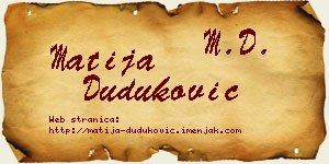 Matija Duduković vizit kartica